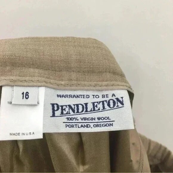 Vintage Pendleton Women’s 100% Virgin Wool Tan Skirt Size 16 (fits like 14) - Picture 4 of 4